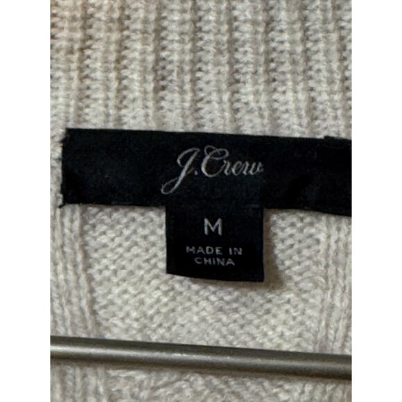 J. Crew Cable Knit Mock Neck Button Front Cardigan Lambswool Sweater - Medium - Picture 4 of 8